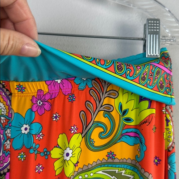 Trina Turk Bohemian Paisley Printed Wide Leg Beach Pants Nylon Stretch Medium - Picture 7 of 16